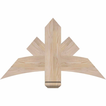 Alberta Smooth Timber Gable Bracket, Douglas Fir, 36W X 21H X 3 1/2D X 5 1/2F, 14/12 Pitch